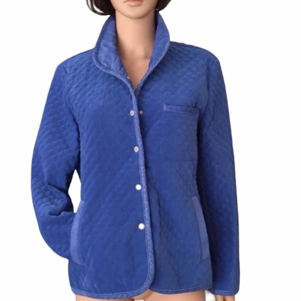 Vintage Talbots Blue Quilted Snap Closure Jacket
